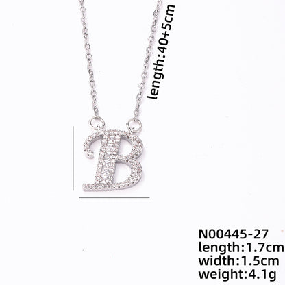 Simple Style Classic Style Letter Stainless Steel Copper Plating Inlay Zircon Silver Plated Pendant Necklace