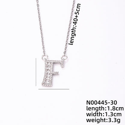 Simple Style Classic Style Letter Stainless Steel Copper Plating Inlay Zircon Silver Plated Pendant Necklace