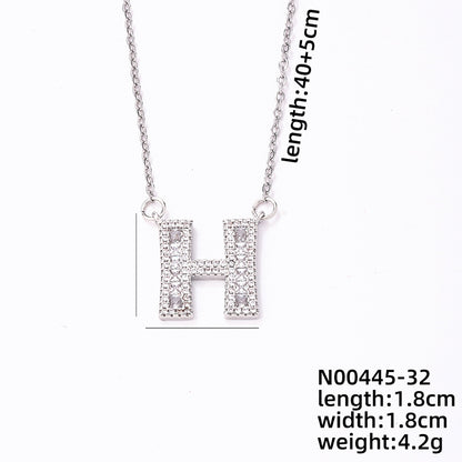 Simple Style Classic Style Letter Stainless Steel Copper Plating Inlay Zircon Silver Plated Pendant Necklace