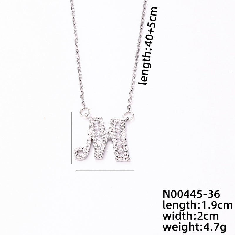 Simple Style Classic Style Letter Stainless Steel Copper Plating Inlay Zircon Silver Plated Pendant Necklace