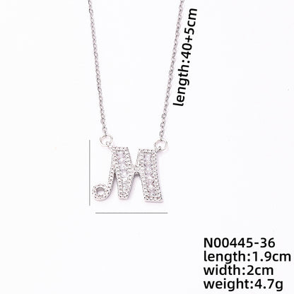 Simple Style Classic Style Letter Stainless Steel Copper Plating Inlay Zircon Silver Plated Pendant Necklace