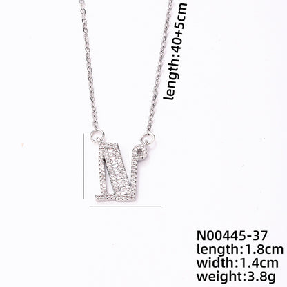 Simple Style Classic Style Letter Stainless Steel Copper Plating Inlay Zircon Silver Plated Pendant Necklace