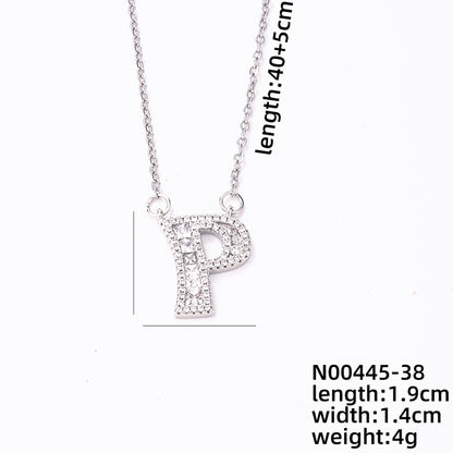 Simple Style Classic Style Letter Stainless Steel Copper Plating Inlay Zircon Silver Plated Pendant Necklace