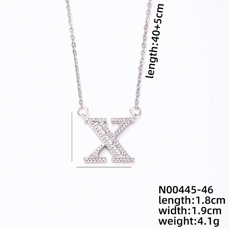 Simple Style Classic Style Letter Stainless Steel Copper Plating Inlay Zircon Silver Plated Pendant Necklace