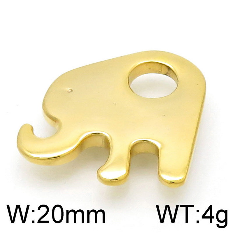 1 Piece Stainless Steel Zircon 18K Gold Plated Animal