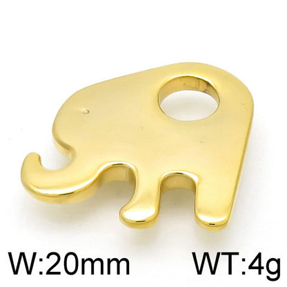 1 Piece Stainless Steel Zircon 18K Gold Plated Animal