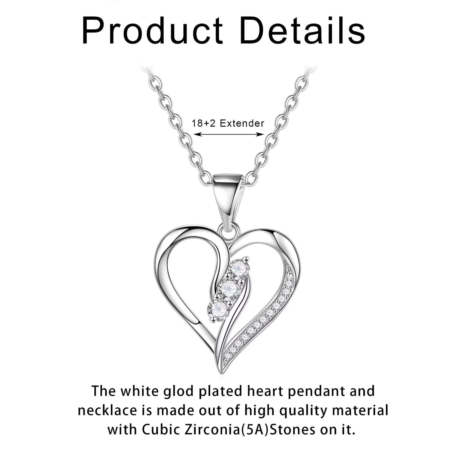 Elegant Lady Heart Shape Copper Plating Inlay Zircon 14k Gold Plated Pendant Necklace