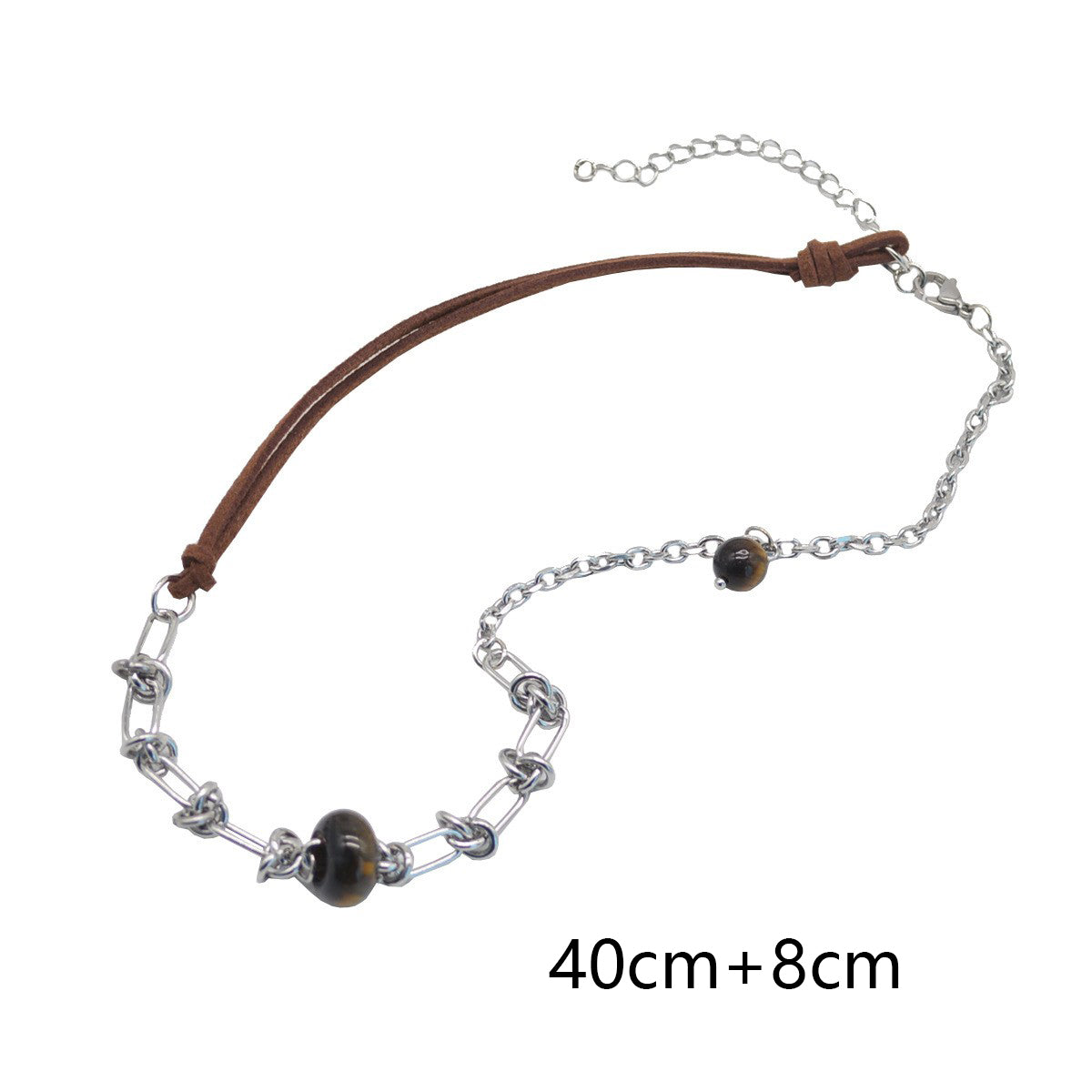 Retro Solid Color Pu Leather Alloy Tiger Eye Wholesale Necklace