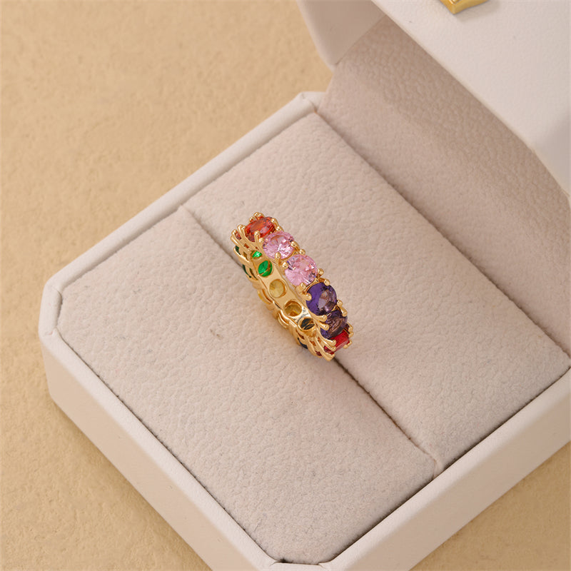 Simple Style Round Copper Plating Inlay Zircon Gold Plated Silver Plated Rings