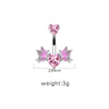 1 Piece Belly Rings Sexy Heart Shape Wings Butterfly Stainless Steel Inlay Rhinestones Belly Ring