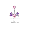 1 Piece Belly Rings Sexy Heart Shape Wings Butterfly Stainless Steel Inlay Rhinestones Belly Ring