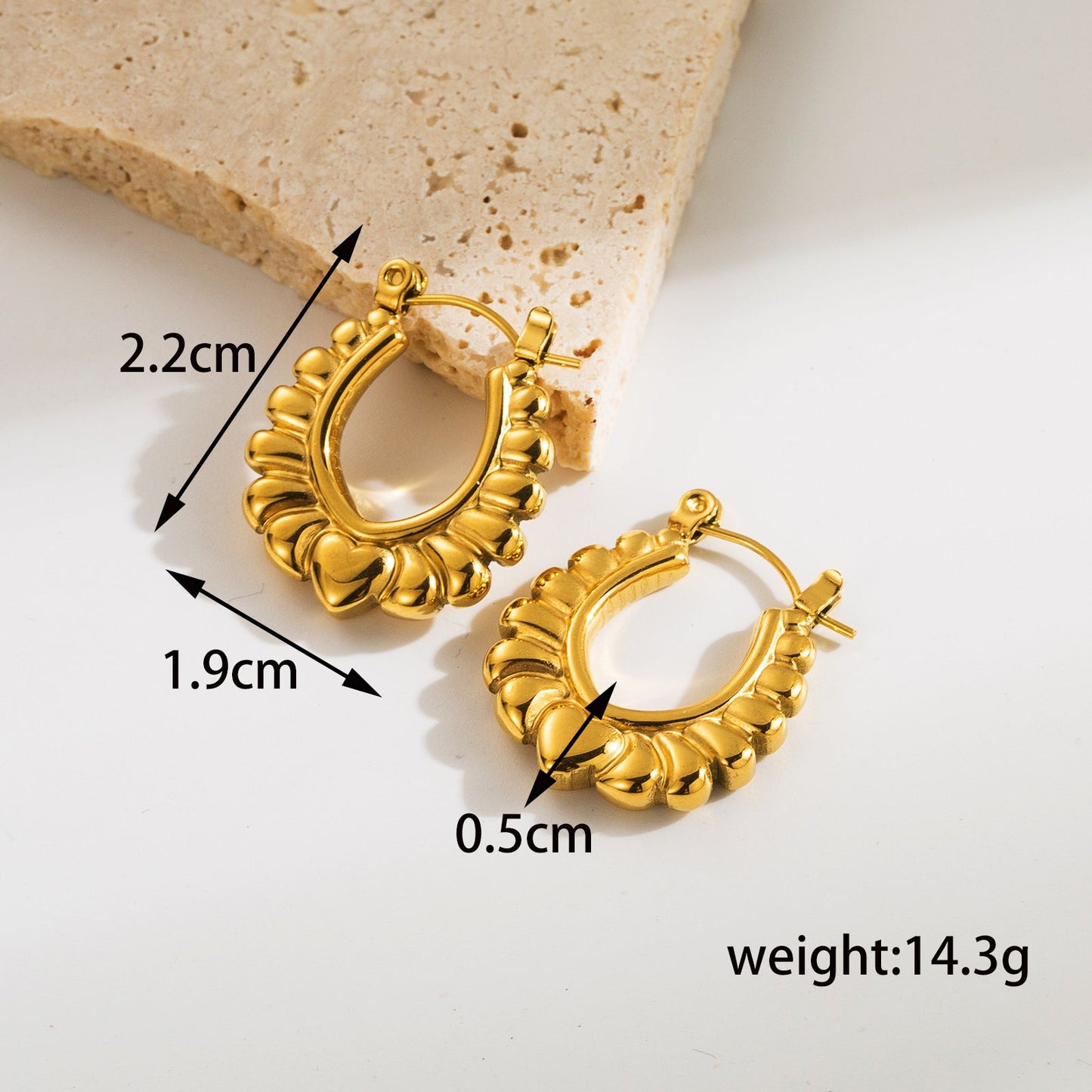 1 Pair Simple Style U Shape Geometric Heart Shape Plating Stainless Steel 18k Gold Plated Earrings