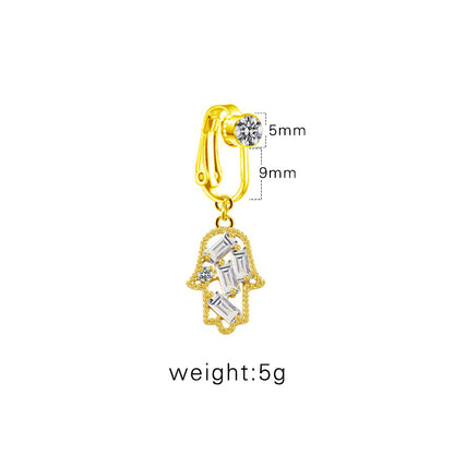 Casual Shiny Star Moon Heart Shape Stainless Steel Alloy White Gold Plated Gold Plated Rhinestones Glass Belly Ring In Bulk