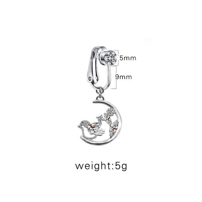 Casual Shiny Star Moon Heart Shape Stainless Steel Alloy White Gold Plated Gold Plated Rhinestones Glass Belly Ring In Bulk