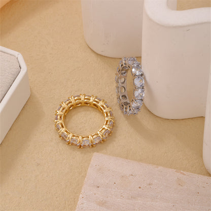 Simple Style Round Copper Plating Inlay Zircon Gold Plated Silver Plated Rings