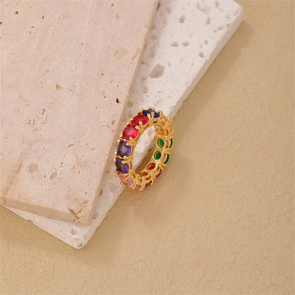 Simple Style Round Copper Plating Inlay Zircon Gold Plated Silver Plated Rings