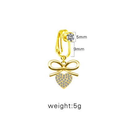 Casual Shiny Star Moon Heart Shape Stainless Steel Alloy White Gold Plated Gold Plated Rhinestones Glass Belly Ring In Bulk