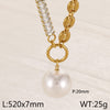 Ig Style Simple Style Round Imitation Pearl Titanium Steel Plating Inlay Zircon Gold Plated Pendant Necklace