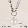 Ig Style Simple Style Round Imitation Pearl Titanium Steel Plating Inlay Zircon Gold Plated Pendant Necklace