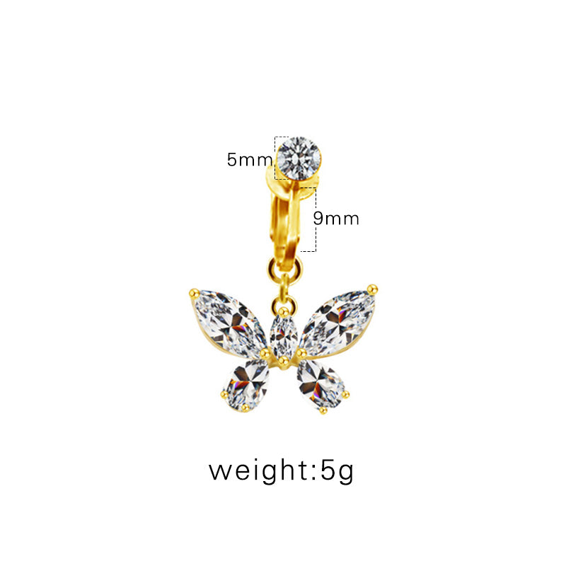 Casual Retro Simple Style Animal Starry Sky Moon Stainless Steel Alloy Copper White Gold Plated Gold Plated Rhinestones Belly Ring In Bulk