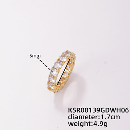 Simple Style Round Copper Plating Inlay Zircon Gold Plated Silver Plated Rings