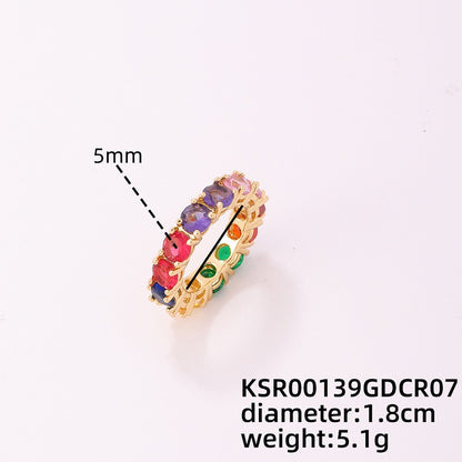 Simple Style Round Copper Plating Inlay Zircon Gold Plated Silver Plated Rings