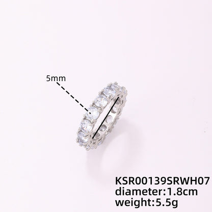 Simple Style Round Copper Plating Inlay Zircon Gold Plated Silver Plated Rings