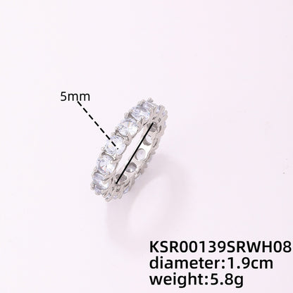 Simple Style Round Copper Plating Inlay Zircon Gold Plated Silver Plated Rings