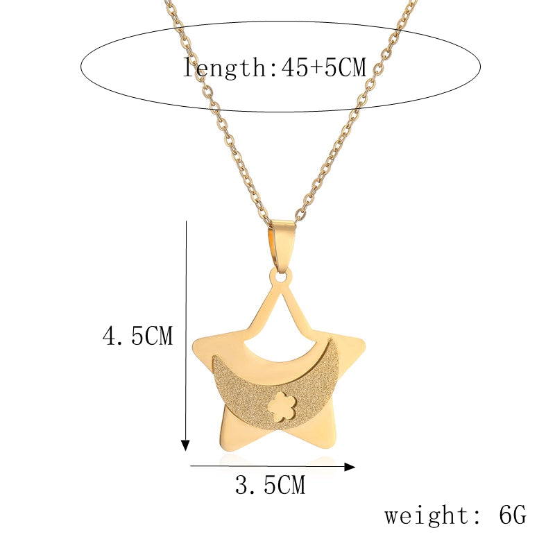 Ig Style Simple Style Star Moon Cat Stainless Steel Plating Inlay Zircon Pendant Necklace