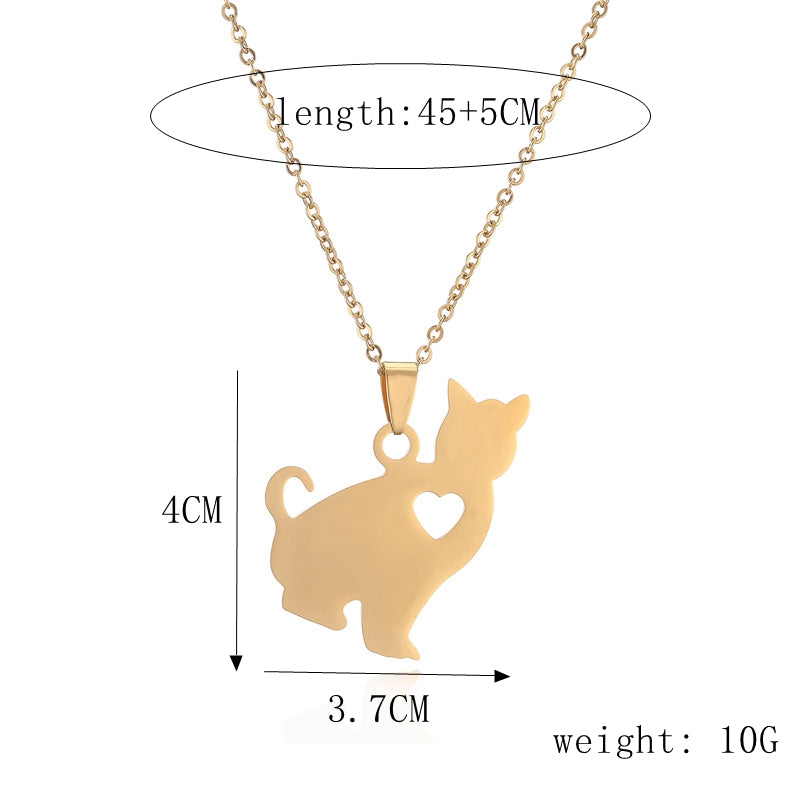 Ig Style Simple Style Star Moon Cat Stainless Steel Plating Inlay Zircon Pendant Necklace