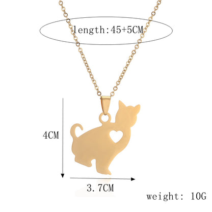 Ig Style Simple Style Star Moon Cat Stainless Steel Plating Inlay Zircon Pendant Necklace