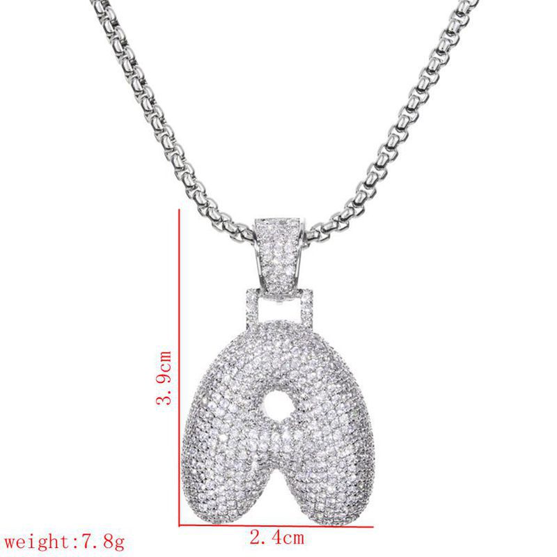 Lady Letter Copper Plating Inlay Zircon White Gold Plated Necklace