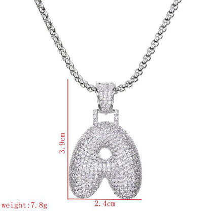 Lady Letter Copper Plating Inlay Zircon White Gold Plated Necklace