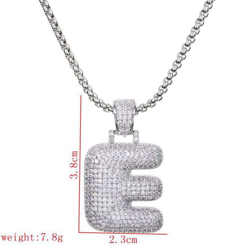 Lady Letter Copper Plating Inlay Zircon White Gold Plated Necklace