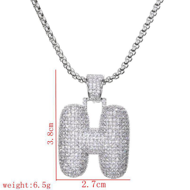 Lady Letter Copper Plating Inlay Zircon White Gold Plated Necklace