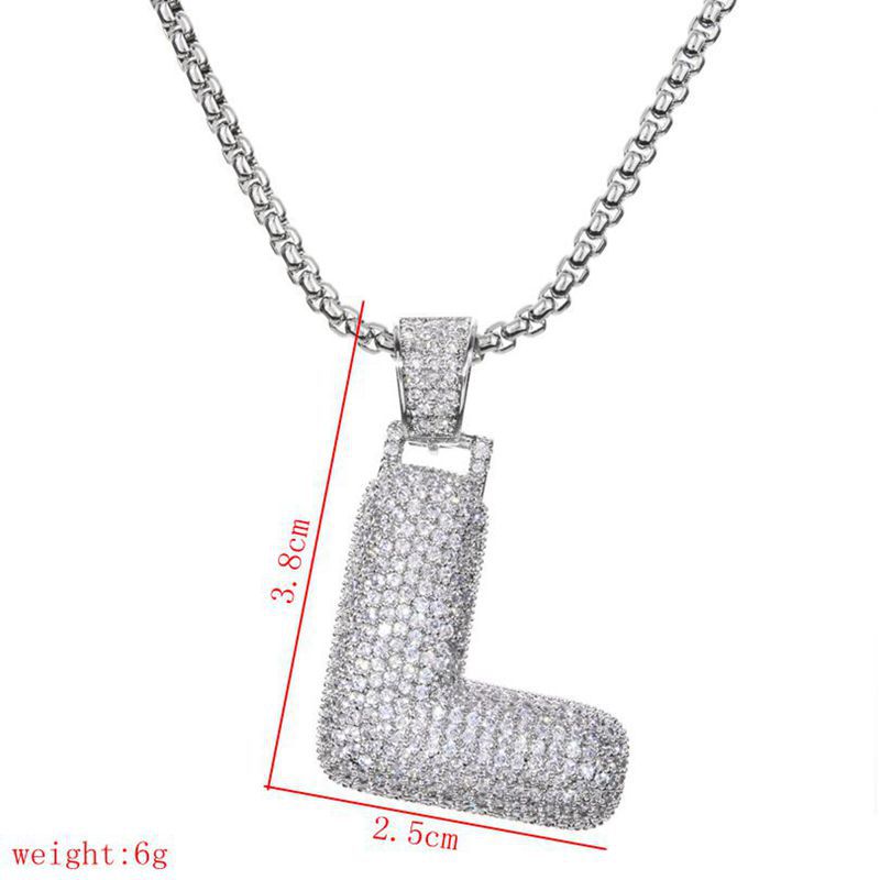 Lady Letter Copper Plating Inlay Zircon White Gold Plated Necklace