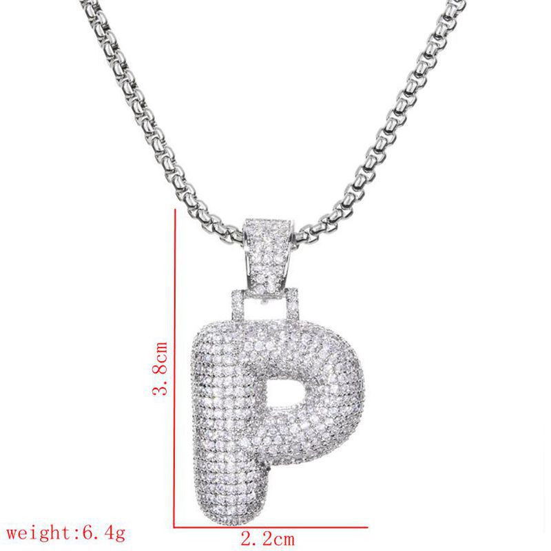 Lady Letter Copper Plating Inlay Zircon White Gold Plated Necklace