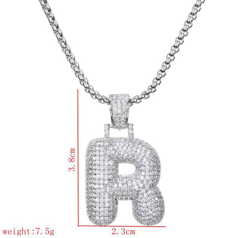 Lady Letter Copper Plating Inlay Zircon White Gold Plated Necklace