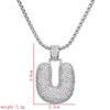 Lady Letter Copper Plating Inlay Zircon White Gold Plated Necklace