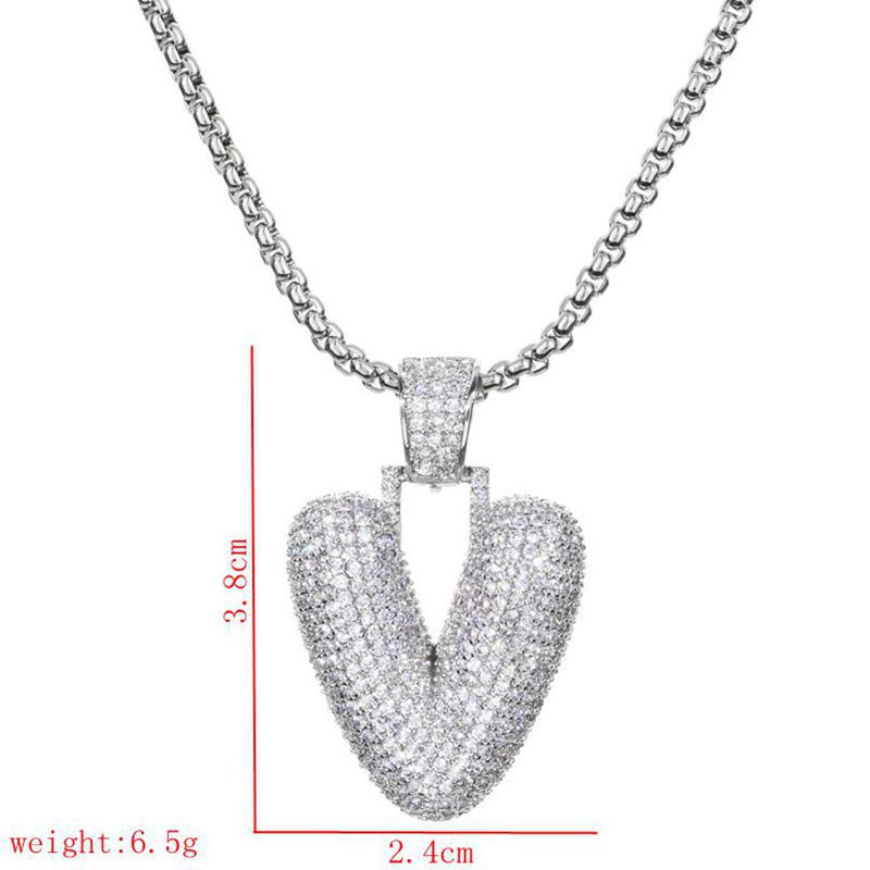 Lady Letter Copper Plating Inlay Zircon White Gold Plated Necklace