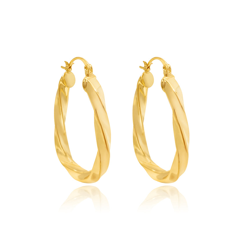 1 Pair Elegant Solid Color Plating Pleated Stainless Steel Gold Plated Earrings