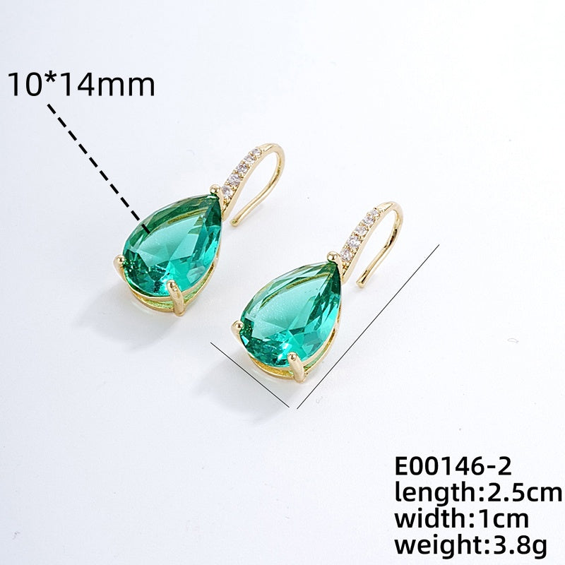 1 Pair Glam Lady Water Droplets Plating Inlay Copper Zircon Gold Plated Drop Earrings