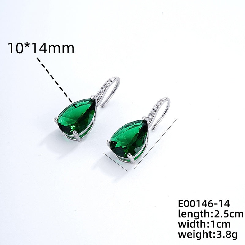 1 Pair Glam Lady Water Droplets Plating Inlay Copper Zircon Gold Plated Drop Earrings