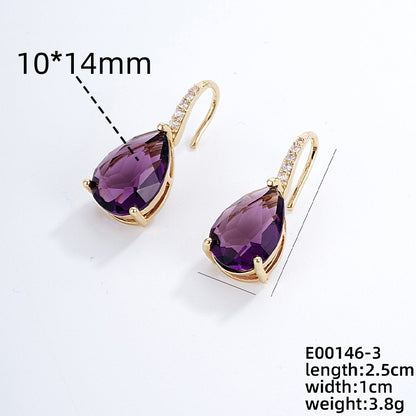 1 Pair Glam Lady Water Droplets Plating Inlay Copper Zircon Gold Plated Drop Earrings