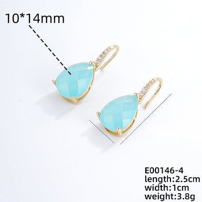 1 Pair Glam Lady Water Droplets Plating Inlay Copper Zircon Gold Plated Drop Earrings