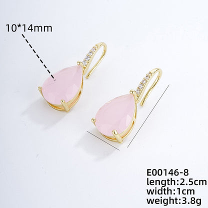 1 Pair Glam Lady Water Droplets Plating Inlay Copper Zircon Gold Plated Drop Earrings