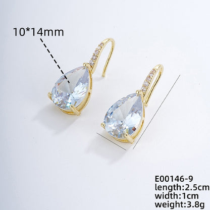 1 Pair Glam Lady Water Droplets Plating Inlay Copper Zircon Gold Plated Drop Earrings