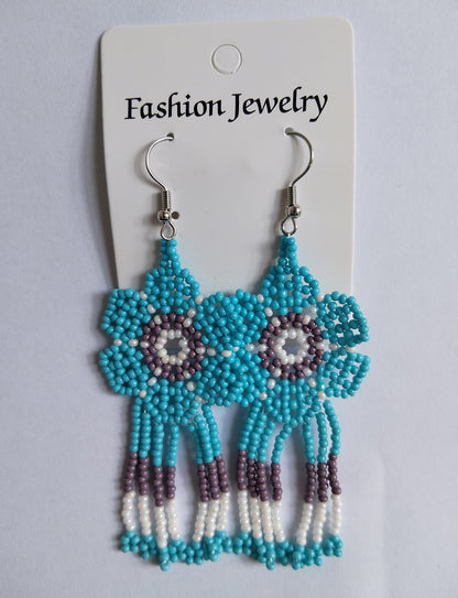 Ethnic Style Flower Alloy Seed Bead Patchwork Women's Drop Earrings