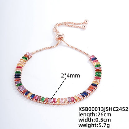 Simple Style Classic Style Rectangle Copper Plating Inlay Zircon Gold Plated Silver Plated Bracelets