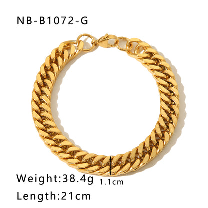 Hip-hop Geometric Stainless Steel Handmade Plating Chain 24k Gold Plated Men's Bracelets